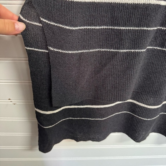 Eileen Fisher Sleeveless Organic Linen Crepe Knit Bateau Neck Poncho Sz M asymm - Picture 6 of 13